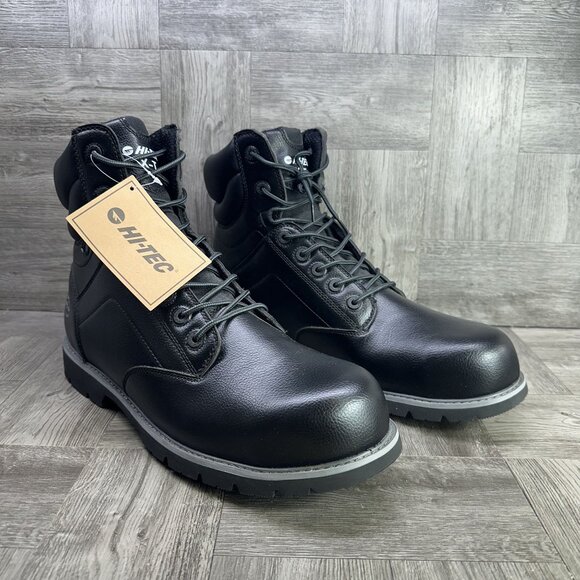 HI TECH Axel 7.5 Inch Men's size 15 Black Leather Boots Steel Toe - Picture 2 of 7